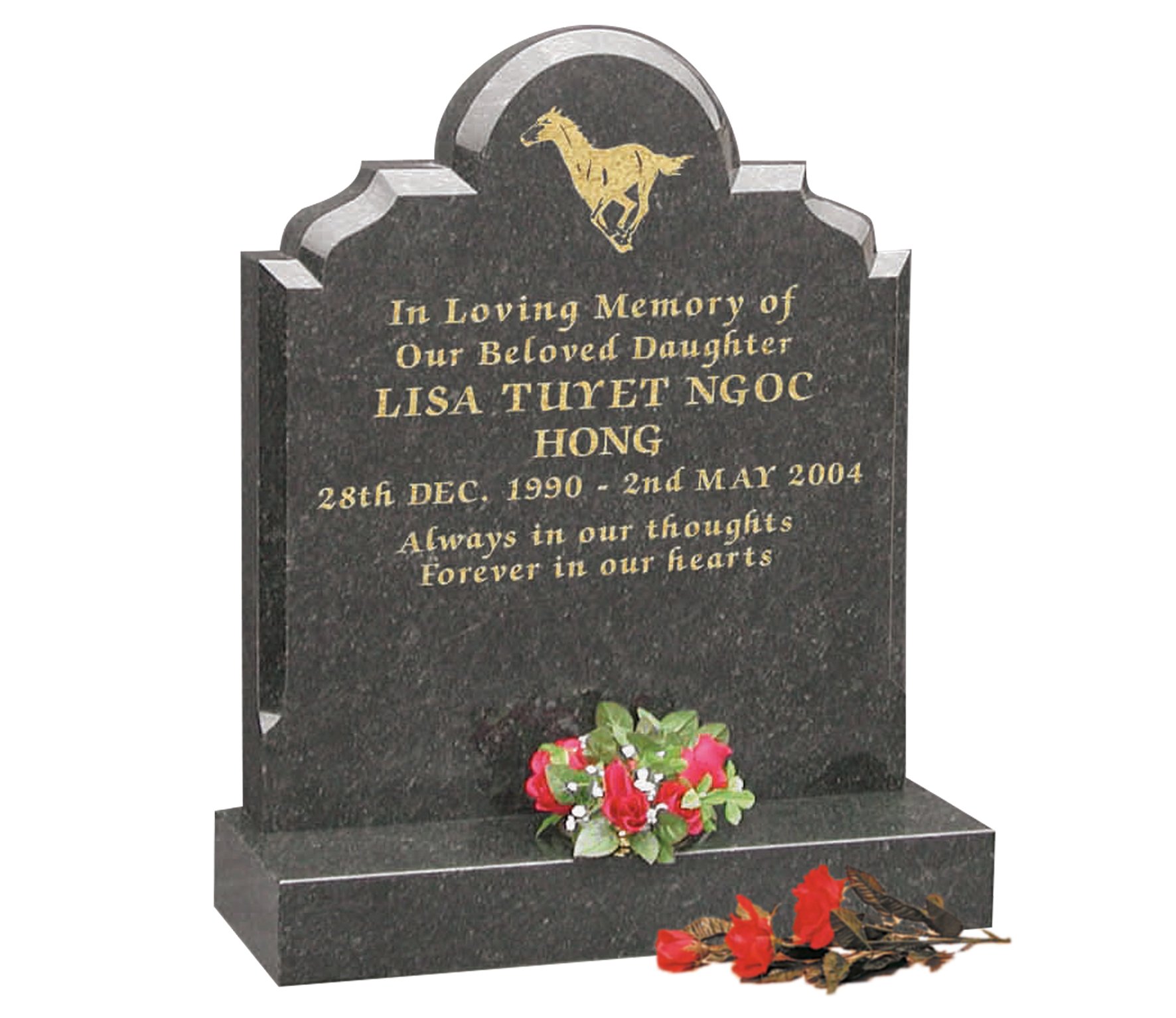 GH72 Tropical Green Granite Headstone