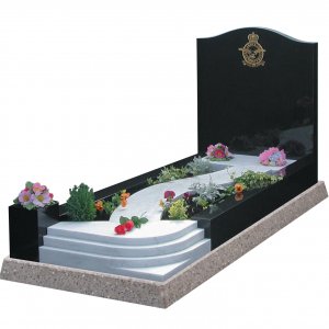 GK19a Black Granite and Italian White Marble Kerb Surround