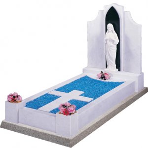 MK164 Italian White Marble and Black Granite Kerb Surround