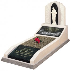 MK167 Italian White Marble and Black Granite Kerb Surround